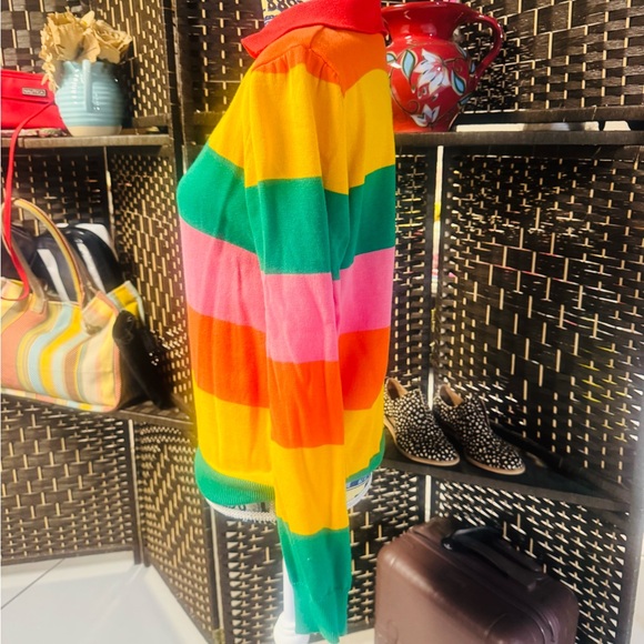 Vibrant Striped V-Neck Sweater - Picture 3 of 3